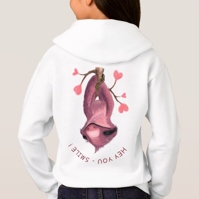 Funny Hoodie with Playful Sloth - Custom Text (Back)
