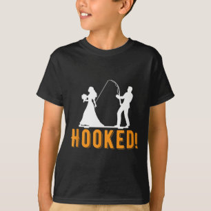 Funny Hooked Bride Groom New Marriage Fishing Love T-Shirt