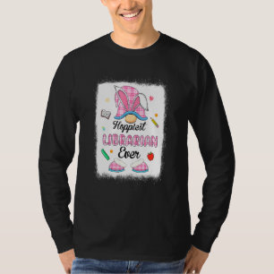 Funny Hoppiest Librarian Ever Plaid Gnome Bunny Ea T-Shirt