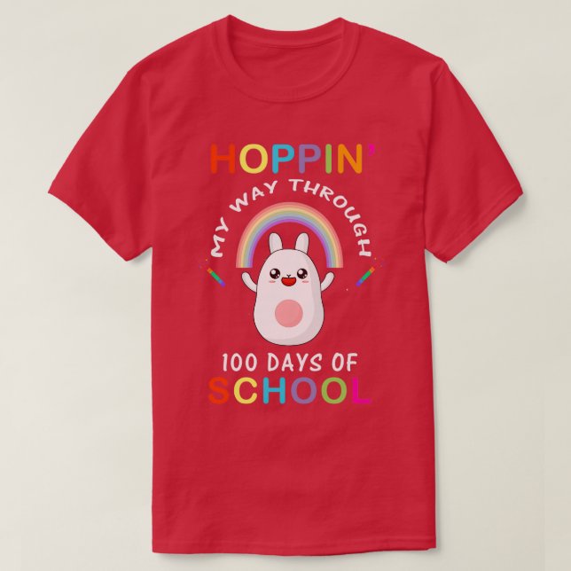 Funny Hoppin My Way Through 100 Days Of School Hap T-Shirt (Design Front)