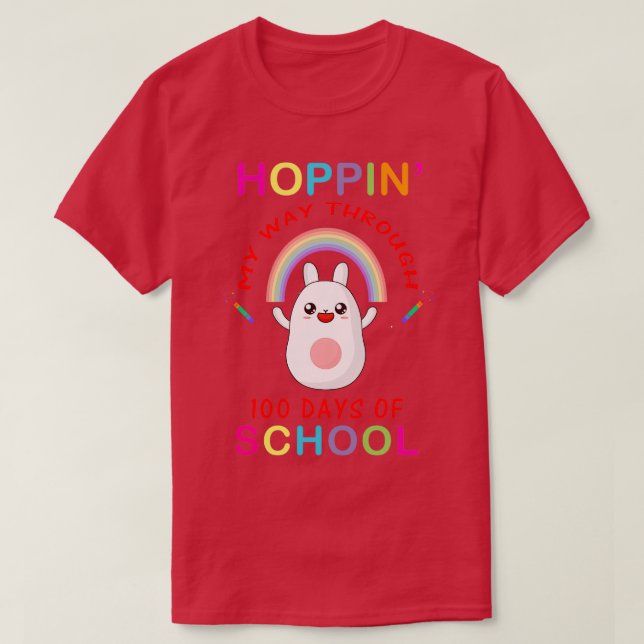 Funny Hoppin My Way Through 100 Days Of School Hap T-Shirt (Design Front)