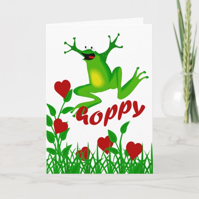 Funny Hoppy Valentine Frog Greeting Holiday Card (Front)