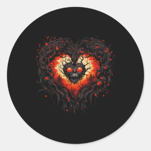 Funny Horror Ghost Red Heart Skull Creepy Hallowee Classic Round Sticker