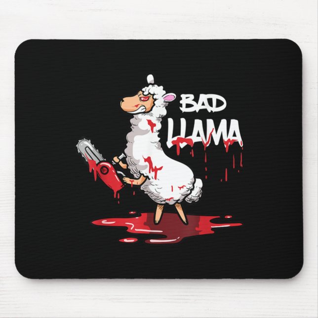 Funny Horror Llama Halloween Gift Evil Bad Llama Mouse Mat (Front)