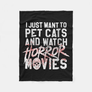 Funny Horror Movie Fan - Halloween Cat Lover Gift Fleece Blanket