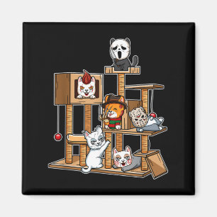 Funny Horror Movie Kitten Playing On Cat Tree Magnet