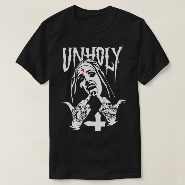 Funny Horror Unholy Nun  T-Shirt (Design Front)