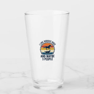 Funny Horse and Dog Lover Vintage Sunset Design_1 Glass