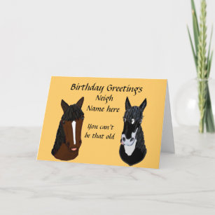 Funny horse Birthday Card add name front