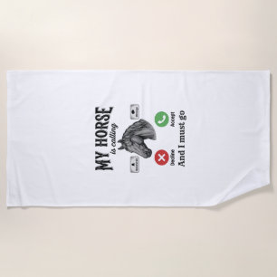 Funny Horse Calling Vintage Engraving T-Shirt_1 Beach Towel