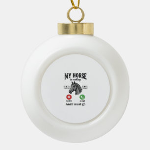 Funny Horse Calling Vintage Engraving T-Shirt_1 Ceramic Ball Christmas Ornament