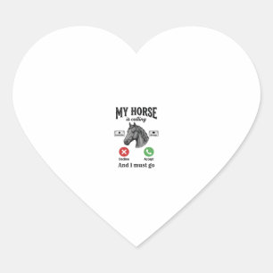 Funny Horse Calling Vintage Engraving T-Shirt_1 Heart Sticker
