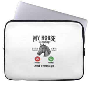 Funny Horse Calling Vintage Engraving T-Shirt_1 Laptop Sleeve