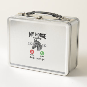Funny Horse Calling Vintage Engraving T-Shirt_1 Metal Lunch Box