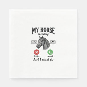 Funny Horse Calling Vintage Engraving T-Shirt_1 Napkin