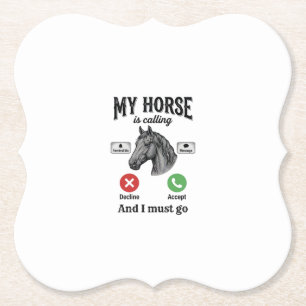 Funny Horse Calling Vintage Engraving T-Shirt_1 Paper Coaster