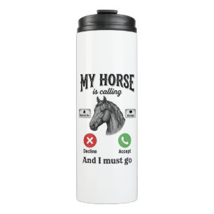 Funny Horse Calling Vintage Engraving T-Shirt_1 Thermal Tumbler