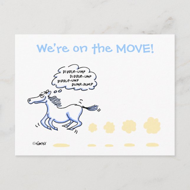Funny Horse Cartoon Change of Address Postcard (Front)