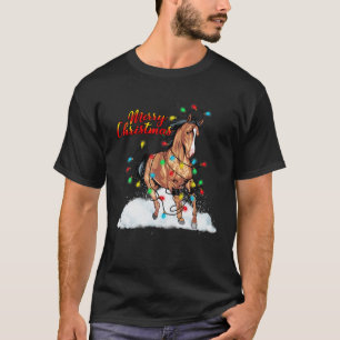 Funny Horse Christmas Lights Pyjamas Horse Santa H T-Shirt