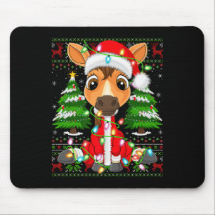 Funny Horse Christmas Lights Santa Costume Ugly Xm Mouse Mat
