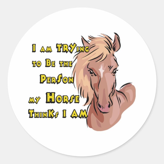 Funny Horse Classic Round Sticker (Front)