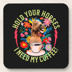 Funny Horse Coffee Lover Humour Coaster