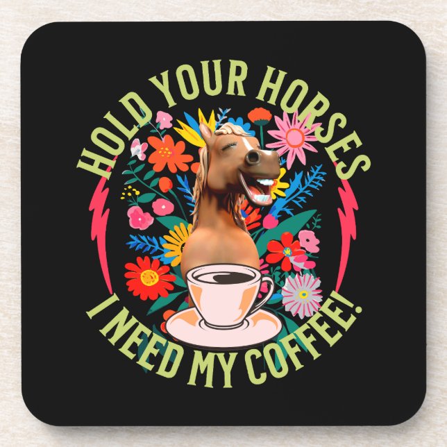 Funny Horse Coffee Lover Humour Coaster (Front)