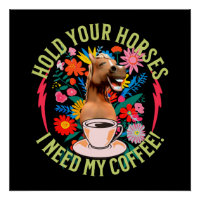 Funny Horse Coffee Lover Humour