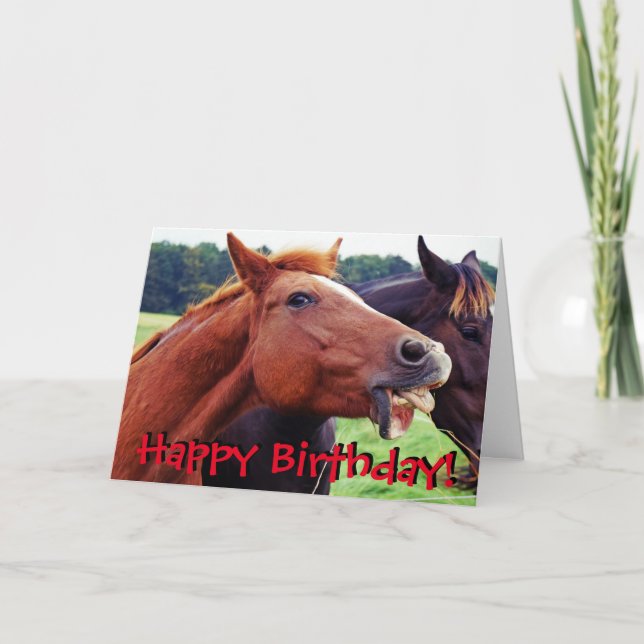 Funny horse customisable greetings card (Front)