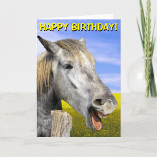 Funny horse customizable greetings card