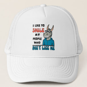 Funny Horse Donkey Smile At People Sarcastic Trucker Hat