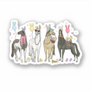 Funny Horse Easter Day Farm Animal Cute Bunny Hors