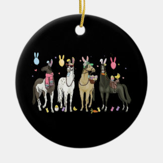 Funny Horse Easter Day Farm Animal Cute Bunny Hors Ceramic Tree Decoration