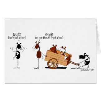 Funny Horse in Front of the Cart Cartoon