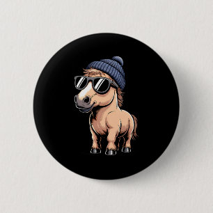 Funny Horse In Retro Style - Farm Humour Ny Funny  6 Cm Round Badge