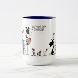 Funny Horse & Kid Goat Cartoon Two-Tone Coffee Mug