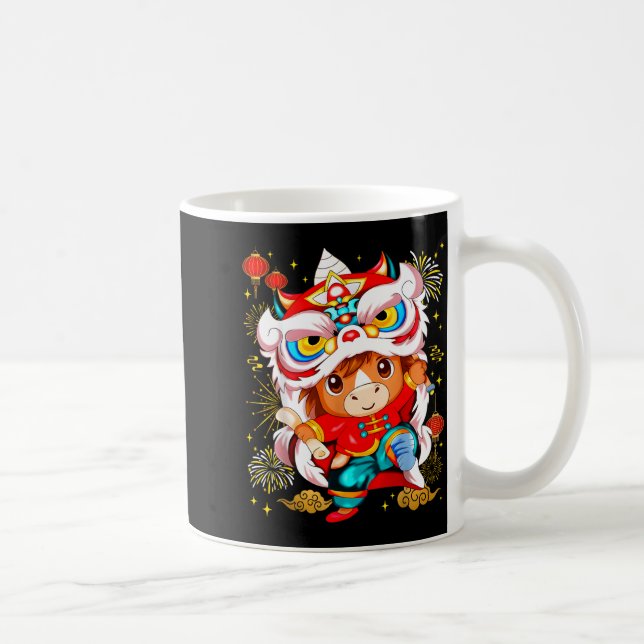 Funny Horse Lion Dance Chinese New Year Kid Men  Coffee Mug (Right)