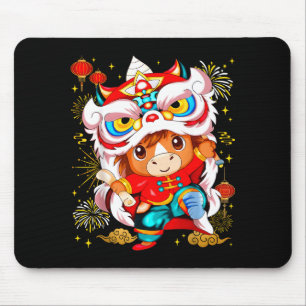 Funny Horse Lion Dance Chinese New Year Kid Men Mouse Mat