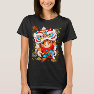 Funny Horse Lion Dance Chinese New Year Kid Men T-Shirt