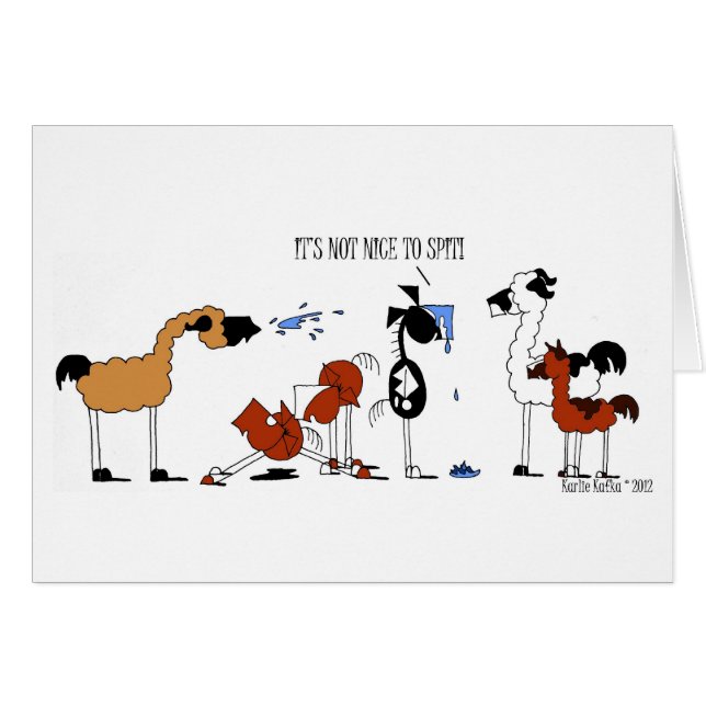 Funny Horse & Llama Cartoon (Front Horizontal)