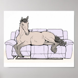 Funny Horse Lover Gift Whimsical Curly Cosy Poster