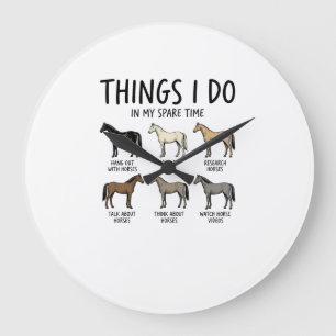 Funny Horse Lover Things I Do Vintage Shirt Design Large Clock