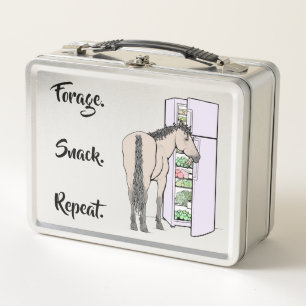 Funny Horse Lover Whimsical Gift Frosty Forage Metal Lunch Box