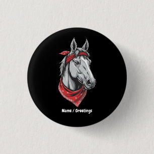 Funny Horse Lovers Red Bandanna Girls Women Cute 3 Cm Round Badge