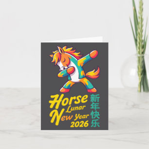 Funny Horse Lunar New Year 2026 Dabbing Design  Card