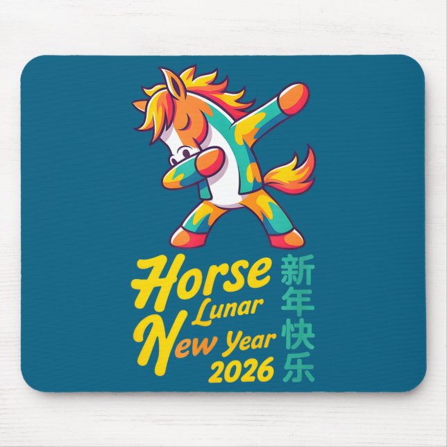 Funny Horse Lunar New Year 2026 Dabbing Design  Mouse Mat (Front)