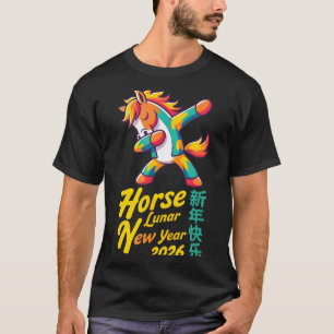 Funny Horse Lunar New Year 2026 Dabbing Design  T-Shirt