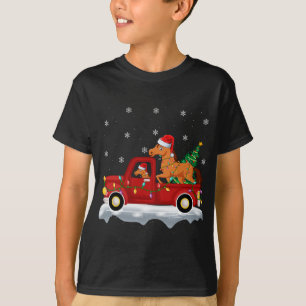 Funny Horse Ride Christmas Tree Red Truck Horse Ch T-Shirt