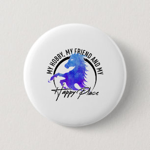 Funny Horse Riding Gift - Horseback Is My Happy Pl 6 Cm Round Badge