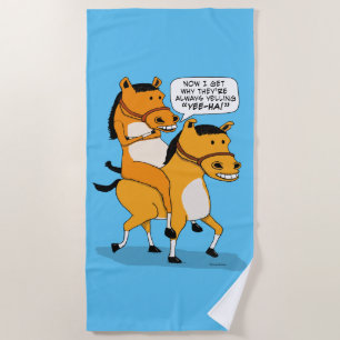Funny Horse Riding Horse Beach Towel